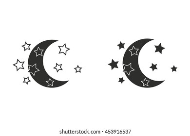 Moon star vector icon. Illustration isolated on white background for graphic and web design.