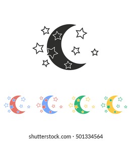 Moon star vector icon. Illustration isolated on white background for graphic and web design.