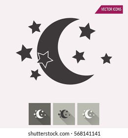 Moon star vector icon. Illustration isolated for graphic and web design.