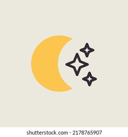 Moon and star vector icon. Meteorology sign. Graph symbol for travel, tourism and weather web site and apps design, logo, app, UI