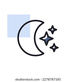 Moon and star vector icon. Meteorology sign. Graph symbol for travel, tourism and weather web site and apps design, logo, app, UI