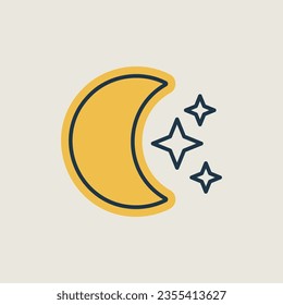Moon and star vector icon. Meteorology sign. Graph symbol for travel, tourism and weather web site and apps design, logo, app, UI