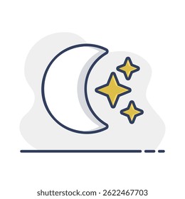 Moon and star vector icon. Meteorology sign. Graph symbol for travel, tourism and weather web site and apps design, logo, app, UI