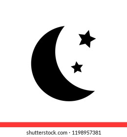 Moon Star Vector Icon, Modern Flat Symbol Isolated On White Background