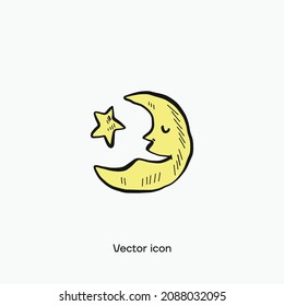 Mond und Sterne Vektorsymbol. Premium-Qualität.
