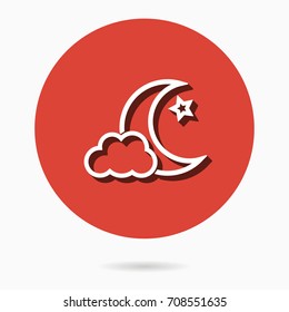 Moon star vector icon with shadow. Illustration isolated for graphic and web design.