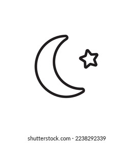 Moon and star vector icon. Weather, forecast moon and star. Stary weather symbol. Linear style sign for mobile concept and web design
