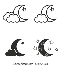 Moon star vector icons set. Illustration isolated for graphic and web design.