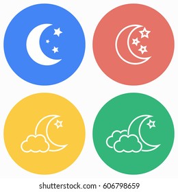 Moon star vector icons set. Illustration isolated for graphic and web design.