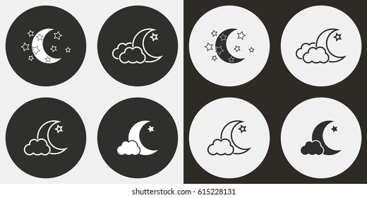 Moon star vector icons set. Illustration isolated for graphic and web design.