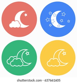 Moon star vector icons set. Illustration isolated for graphic and web design.