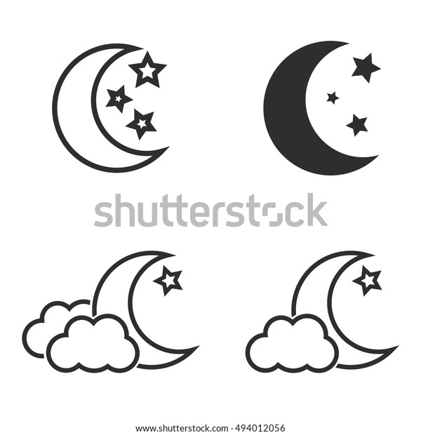 Moon Star Vector Icons Set Black Stock Vector (Royalty Free) 494012056