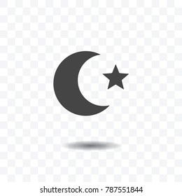 Moon and star vector illustration on transparent background. Flag of Turkey design concept.