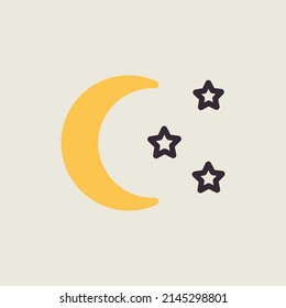 Mond und Stern, Vektorsymbol einzeln. Camping- und Wanderzeichen. Graph Symbol für Reise- und Tourismus Website und Apps Design, Logo, App, UI