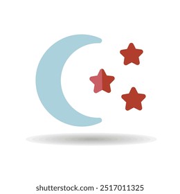 Moon and star vector isolated icon. Camping and Hiking sign. Graph symbol for travel and tourism web site and apps design, logo, app, UI