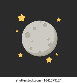 Moon and star vector. Moon on black background. Moon logo design.