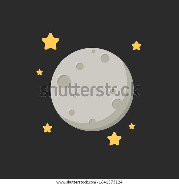 Moon and star vector. Moon on black background.\
Moon logo design.