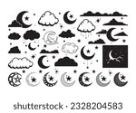Moon and Star Vector For Print, Moon and Star Clipart, Moon and Star vector Illustration