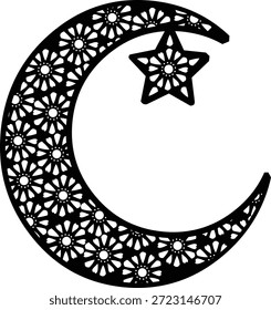 Moon and Star Vector, a typical Muslim batik motif, for logos, symbols, icons or things related to Muslim symbols.