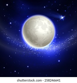 moon in the starry night sky