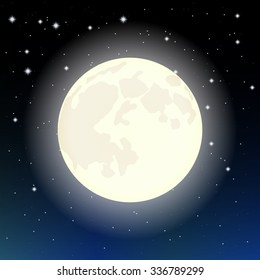 the moon in the starry sky