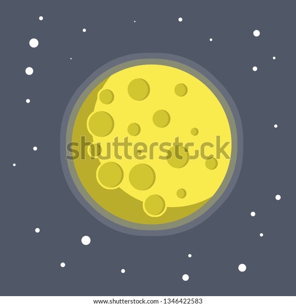 Moon in the starry
sky. Astronomical satellite of the earth. Craters and a planet in
orbit. Blue background.