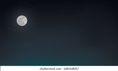 The moon in the starry sky. Background of the night sky. Vector illustration.