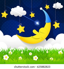 Moon and stars