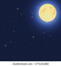 Moon with stars background cartoon vector illustration