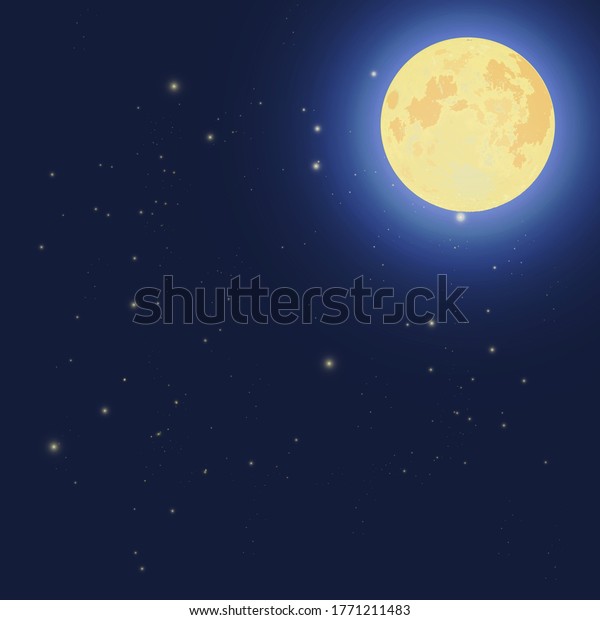Moon\
with stars background cartoon vector\
illustration