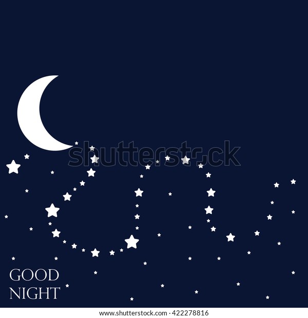 Moon and stars background. Good\
night. Conceptual idea. Vector illustration. EPS\
8