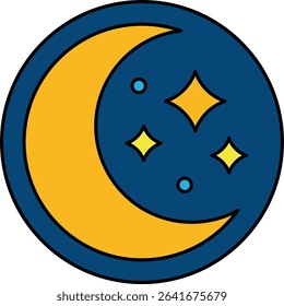 The moon with stars beside it