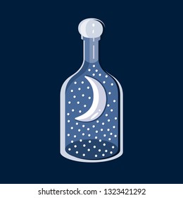 Moon with stars in the bottle illustration