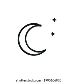 Moon with stars brush stroke style vector