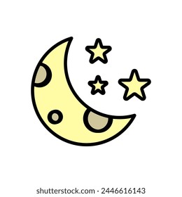 moon and stars cartoon icon, isolated background