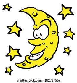 Moon Stars Cartoon Illustration Stock Vector (Royalty Free) 182727569 ...