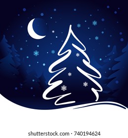 Moon and stars christmas vector background