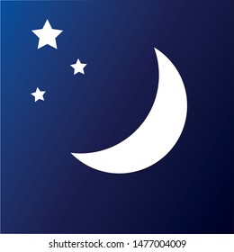  Moon and stars close up. The abstract moon. bright moon and stars isolated on blue background. Vector icon