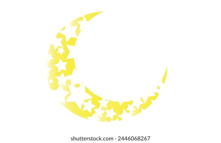 Moon and stars closeup. stars inside moon. Yellow moon and stars isolated on white background. Vector icon