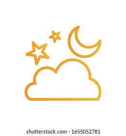 Moon stars and cloud gradient style icon of night bedtime sky space moonlight nature light lunar and science theme Vector illustration