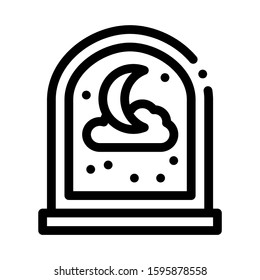 Moon, Stars And Cloud Icon Vector. Outline Moon, Stars And Cloud Sign. Isolated Contour Symbol Illustration