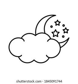 moon with stars and cloud insomnia line style icon vector illustration design