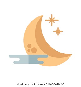 Moon with stars and cloud of night bedtime sky space moonlight nature light lunar and science theme Vector illustration