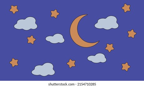 Luna, estrellas y nubes 10 vectores