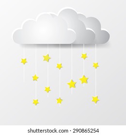 moon, the stars and the clouds hanging on thread