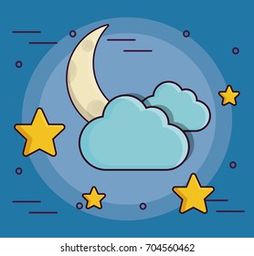 moon stars and clouds icon