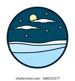 moon stars and clouds line and fill style icon design, Landscape nature earth eco ecology conservation bio environment and outdoor theme Vector illustration