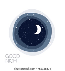 Moon And Stars. Concept Idea. Good Night Logo. Vector Illustration. EPS 8