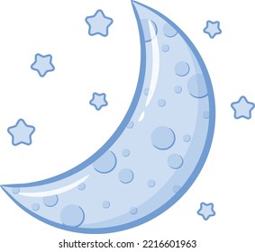 moon and stars cute drawing for school flashcard