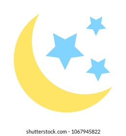 Moon and stars dark night icon - graphic dark moonlight illustration